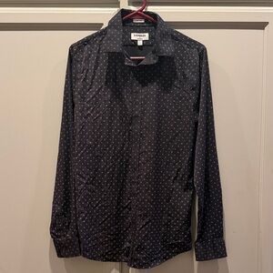 Express Men's Black Patterned Button Down Shirt